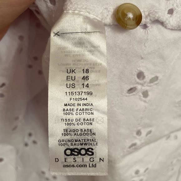 ASOS DESIGN Maternity Broderie Mini Tea Dress with Buttons in White EUC - Picture 9 of 9